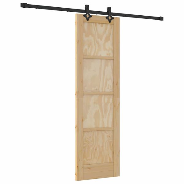 vidaXL Porte coulissante Naturel et Noir 61 x 198,5 cm Pin massif