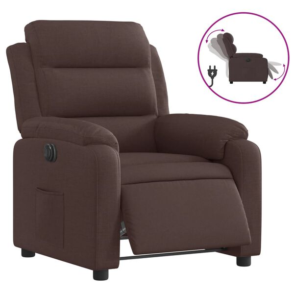 vidaXL Fauteuil inclinable &eacute;lectrique Marron fonc&eacute; Tissu