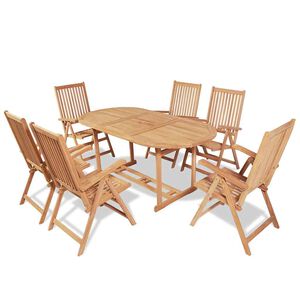 vidaXL Ensemble &agrave; manger d'ext&eacute;rieur 7 pcs et chaises pliables Teck
