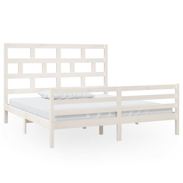 vidaXL Cadre de lit sans matelas blanc bois massif
