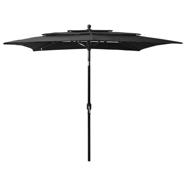 vidaXL Parasol de jardin &agrave; 3 niveaux avec m&acirc;t en aluminium noir