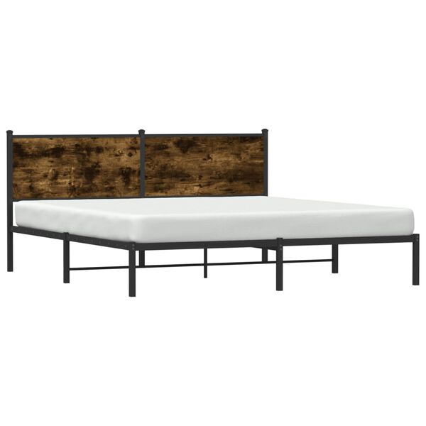 vidaXL Cadre de lit en m&eacute;tal sans matelas ch&ecirc;ne fum&eacute; 160x200 cm