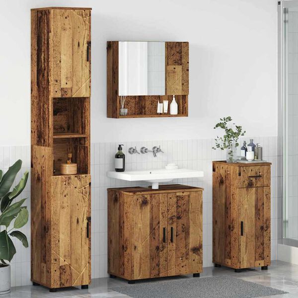 vidaXL Ensemble de mobilier de salle de bain 4 pcs Bois Ancien