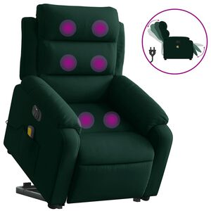 vidaXL Fauteuil inclinable de massage &eacute;lectrique vert fonc&eacute; velours