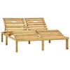 vidaXL Chaise longue double et coussins cr&egrave;me Bois de pin impr&eacute;gn&eacute;