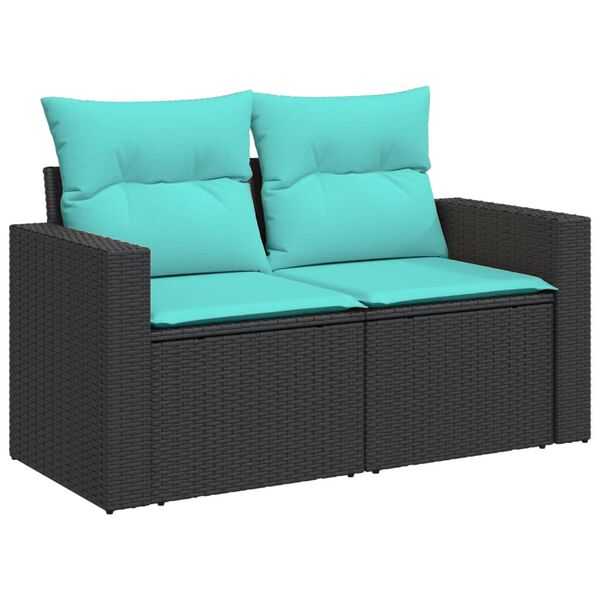 vidaXL Salon de jardin 4 pcs avec coussins noir r&eacute;sine tress&eacute;e