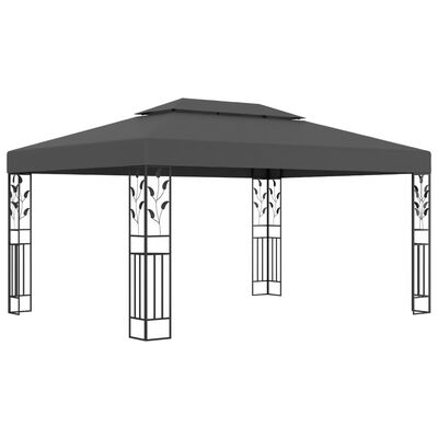 vidaXL Tonnelle avec double toit et lumières LED 3x4 m Anthracite