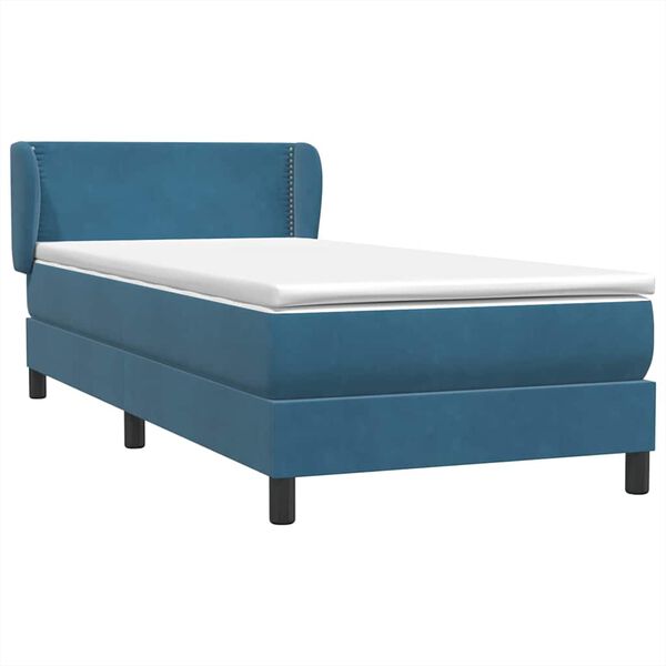 vidaXL Sommier &agrave; lattes de lit et matelas bleu fonc&eacute; 80x220 cm velours