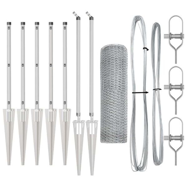 vidaXL Poteau de cl&ocirc;ture. Argent&eacute; 10 x 0,5 m (maille de 25 mm) Acier