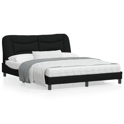 vidaXL Cadre de lit avec tête de lit Noir 160x200 cm Tissu