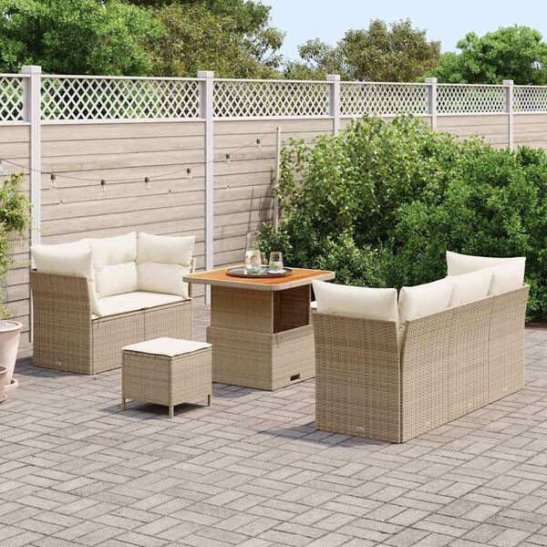 vidaXL Ensemble de canap&eacute; de jardin 8 pcs Beige polyrotin