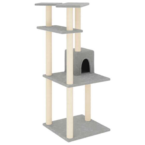 vidaXL Arbre &agrave; chat avec griffoirs en sisal gris clair 123 cm