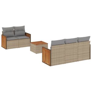 vidaXL Salon de jardin avec coussins 6 pcs beige r&eacute;sine tress&eacute;e