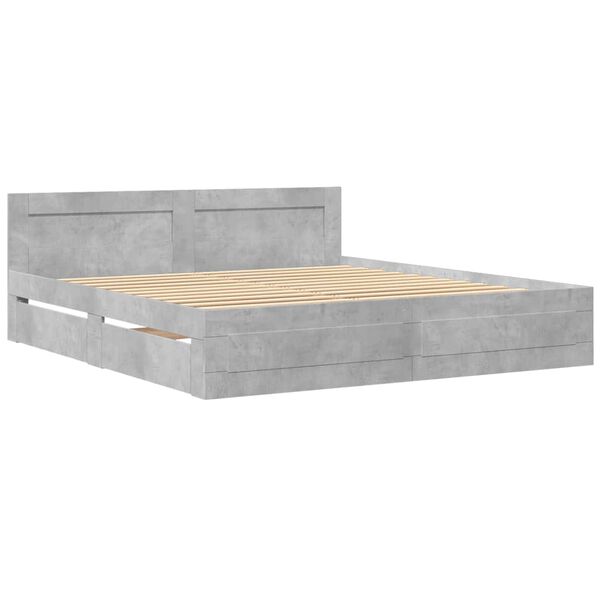 vidaXL Cadre de lit avec t&ecirc;te de lit sans matelas gris b&eacute;ton 180x200cm