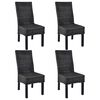 vidaXL Chaises &agrave; manger lot de 4 noir rotin Kubu et bois de manguier
