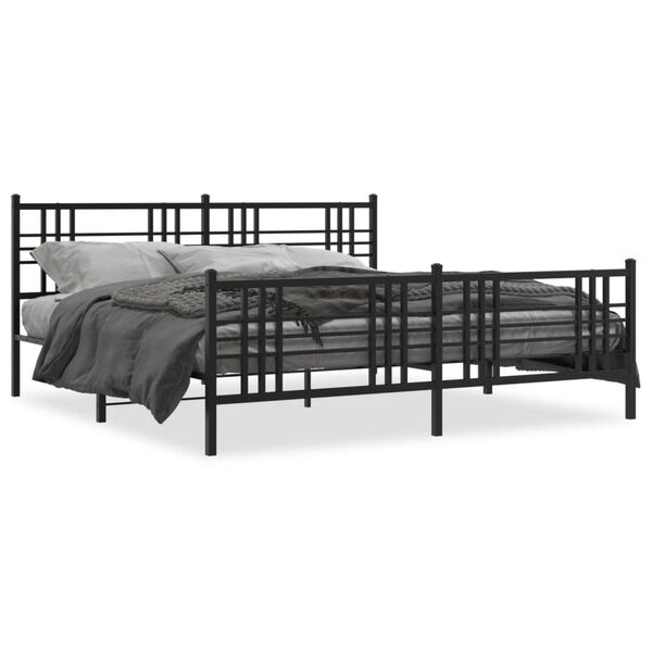 vidaXL Cadre de lit m&eacute;tal sans matelas avec pied de lit noir 193x203cm