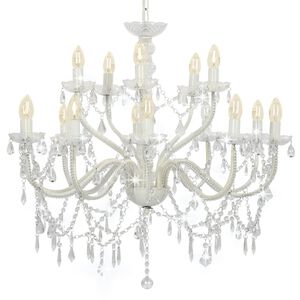 vidaXL Lustre 2 couches Blanc 15 ampoules E14
