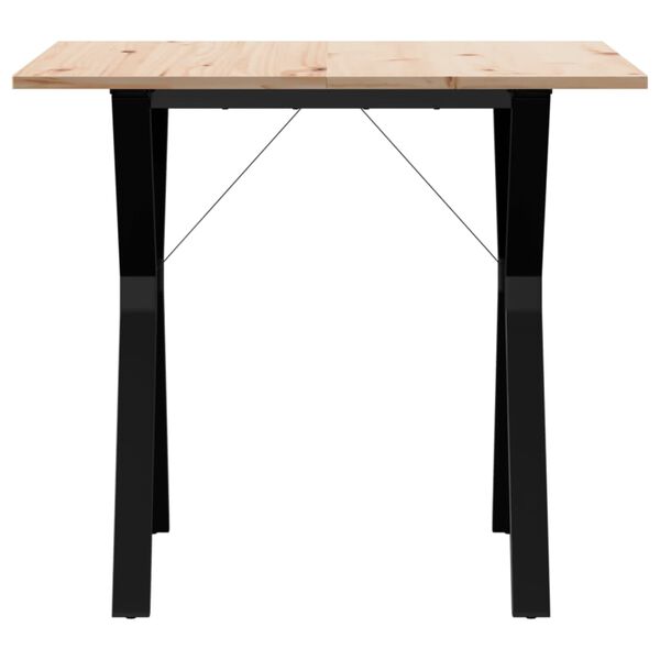 vidaXL Table &agrave; manger cadre en Y 80x80x75 cm bois de pin massif acier