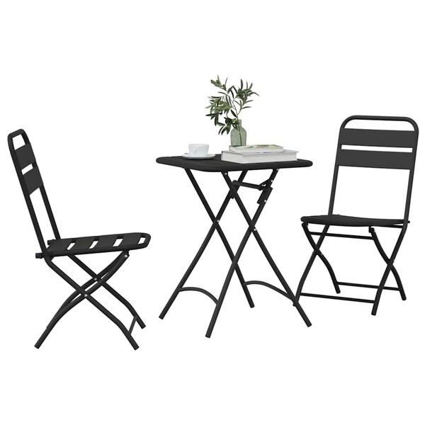vidaXL Ensemble bistrot 3 pcs Anthracite Acier