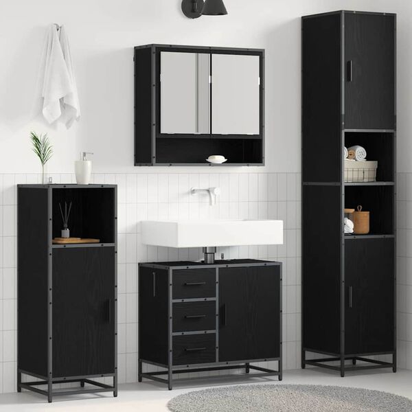 vidaXL Ensemble de mobilier de salle de bain 3 pcs Ch&ecirc;ne noir