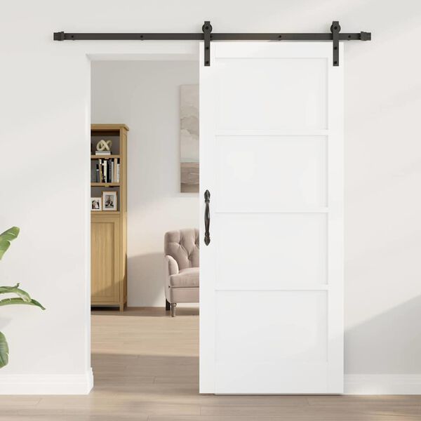 vidaXL Porte coulissante Blanc et Noir 83 x 202 cm Pin massif