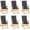 vidaXL Ensemble de 6 chaises pliantes en teck massif avec coussins anthracite