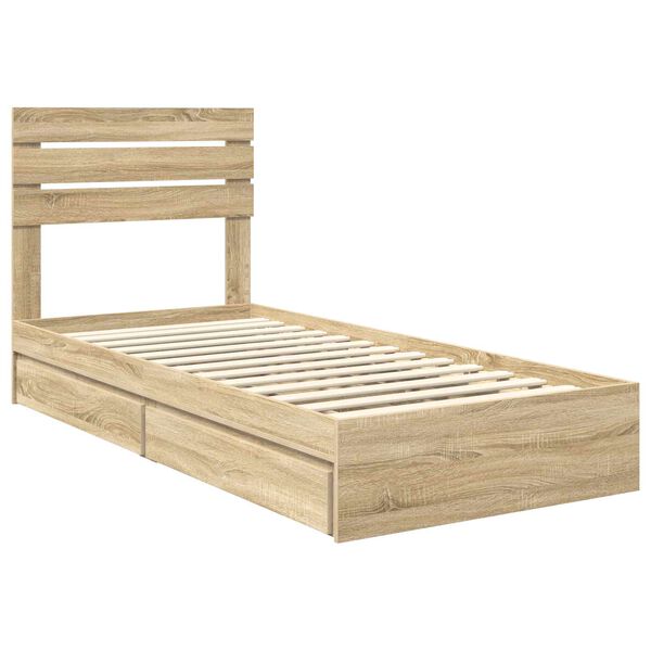 vidaXL Lit de Rangement Ch&ecirc;ne Sonoma 75 x 190 cm Bois d'ing&eacute;nierie