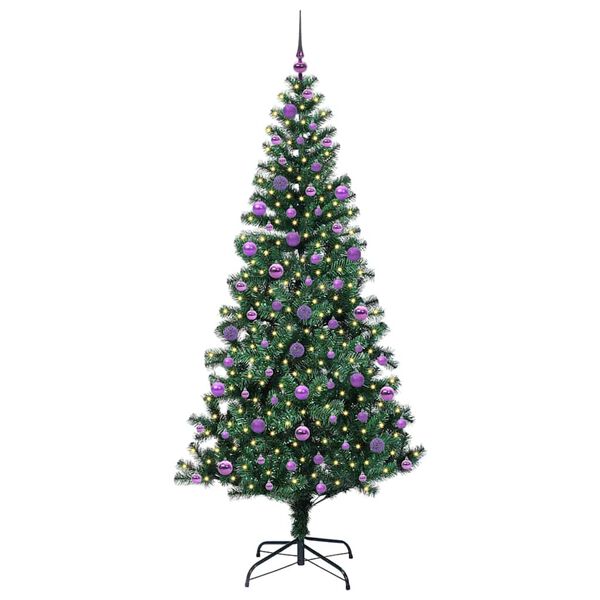 vidaXL Sapin de Noël artificiel pré-éclairé Vert 210 cm PVC et métal