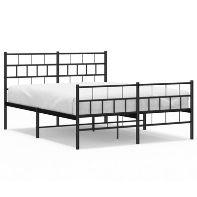 vidaXL Cadre de lit métal sans matelas avec pied de lit noir 135x190cm