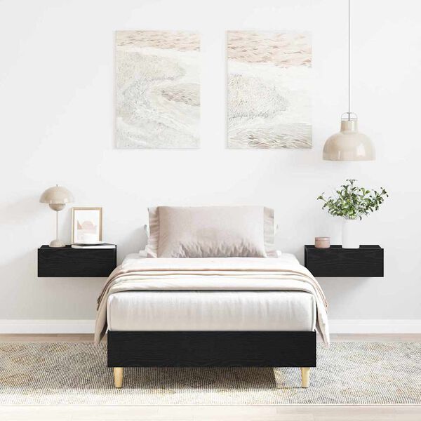 vidaXL Cadre de lit Ch&ecirc;ne noir 75 x 190 cm Bois d'ing&eacute;nierie