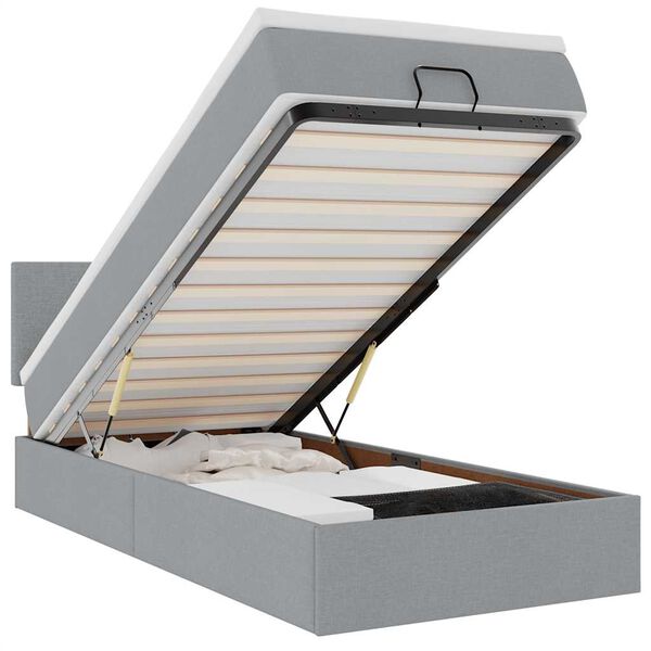 vidaXL Lit ottoman avec matelas et LED Gris clair 80x200cm tissu