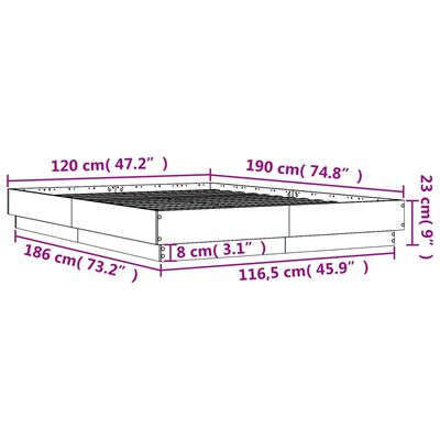 vidaXL Cadre de lit avec lumières LED chêne sonoma 120x190 cm