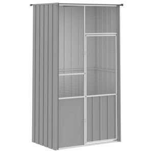 vidaXL Cage &agrave; oiseaux gris 115x78x200 cm acier galvanis&eacute;