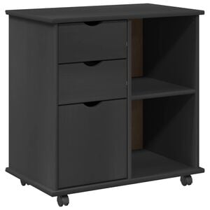 vidaXL Cabinet roulant 63,5 x 39 x 65,5 cm Bois de Pin Massif Gris
