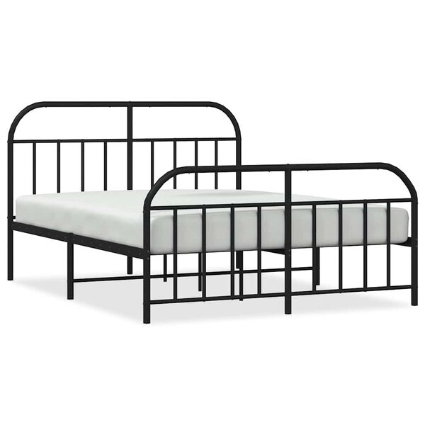 vidaXL Cadre de lit m&eacute;tal sans matelas avec pied de lit noir 150x200cm