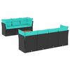 vidaXL Salon de jardin 8 pcs avec coussins noir r&eacute;sine tress&eacute;e