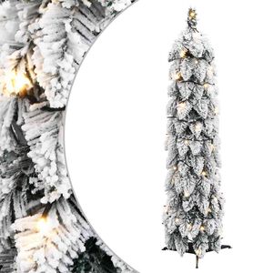 vidaXL Sapin de No&euml;l artificiel pr&eacute;-&eacute;clair&eacute; avec 30 LED/neige floqu&eacute;e