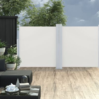 vidaXL Auvent latéral rétractable Crème 117x600 cm