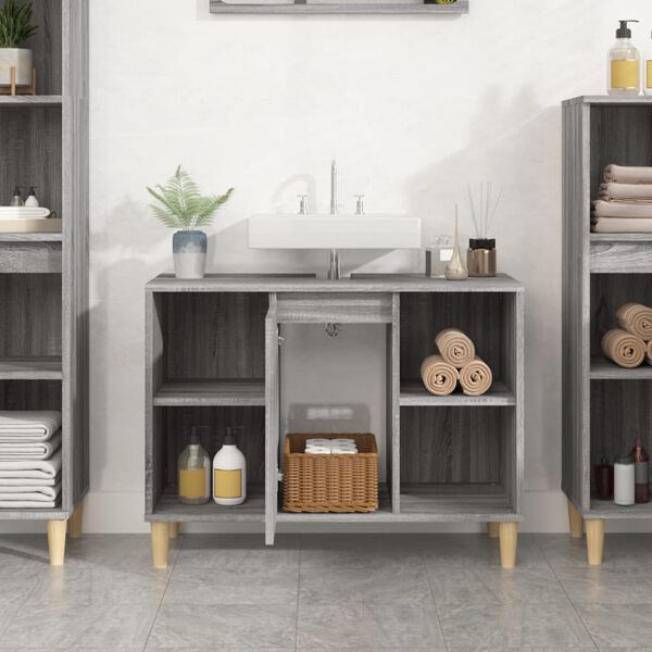 vidaXL Meuble d'évier sonoma gris 80x33x60 cm bois d'ingénierie