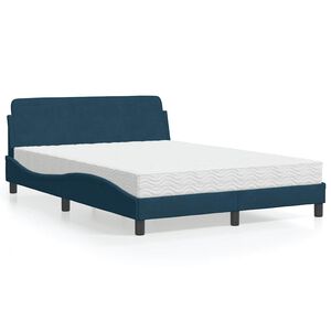 vidaXL Lit avec matelas Dover bleu 140x200 cm velours