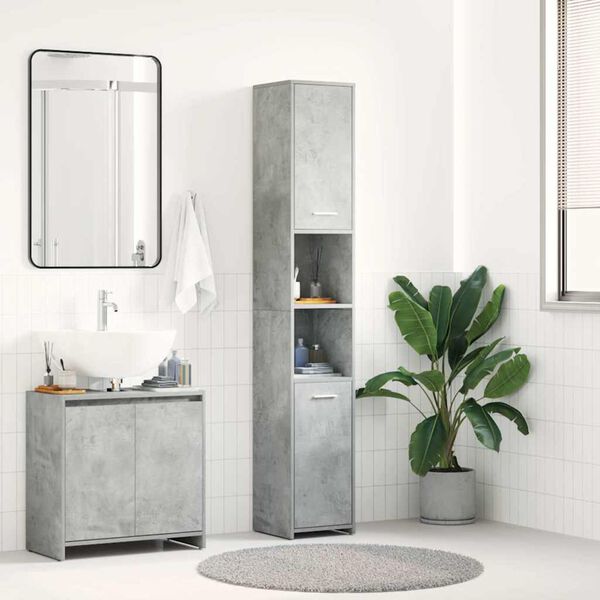 vidaXL Armoire de salle de bain Gris b&eacute;ton Bois d'ing&eacute;nierie