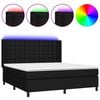 vidaXL Sommier &agrave; lattes de lit matelas et LED Noir 160x200 cm Tissu
