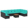 vidaXL Salon de jardin 11 pcs avec coussins noir r&eacute;sine tress&eacute;e