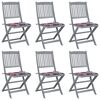 vidaXL Chaises pliables d'ext&eacute;rieur lot de 6 et coussins Bois d'acacia