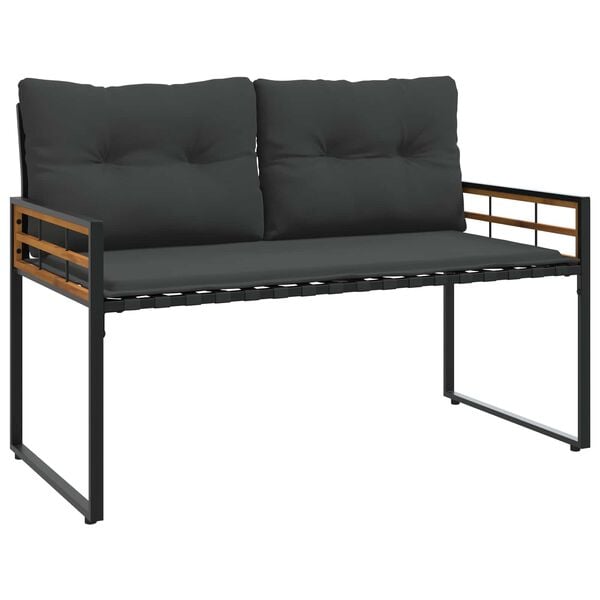 vidaXL Banc &agrave; couches en bois avec coussin Gris fonc&eacute; 114 x 55 x 77 cm