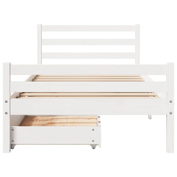 vidaXL Cadre de lit sans matelas blanc 100x200 cm bois de pin massif
