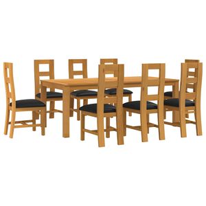vidaXL Ensemble de salle &agrave; manger 9 pc Noir Bois de ch&ecirc;ne massif