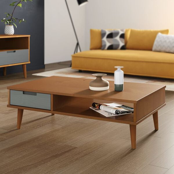 vidaXL Table basse MOLDE Marron 100x55x31 cm Bois de pin massif