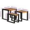 vidaXL Table Gigogne 3 pcs Bois d'acacia massif et m&eacute;tal