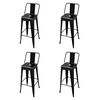 vidaXL Tabourets de bar lot de 4 noir acier